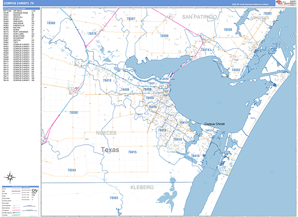 Corpus Christi, TX Zip Code Map